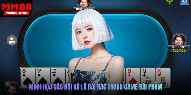 Minh họa các đôi và lá bài rác trong game bài Phỏm