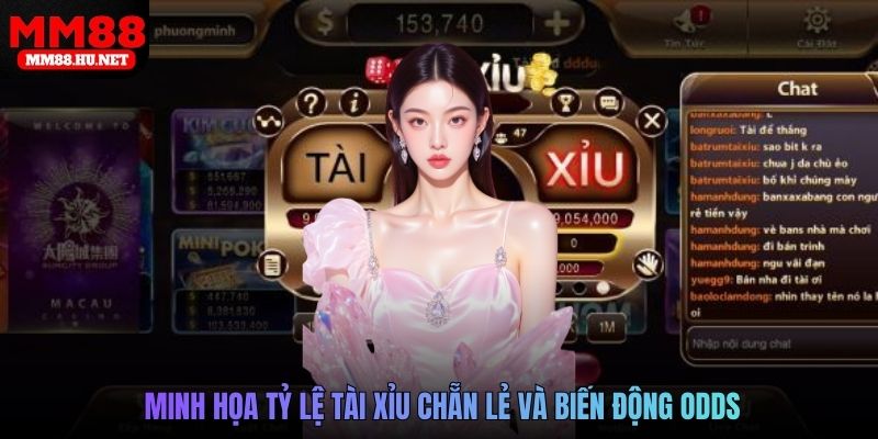 Minh họa tỷ lệ tài xỉu chẵn lẻ và biến động odds